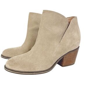 Jessica Simpson Tandra Beige Taupe Suede Ankle Bootie Block Heel Size 9